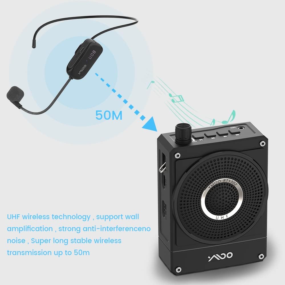 10W Rechargeable Voice Amplifier with UHF Wireless Microphone Headset E691