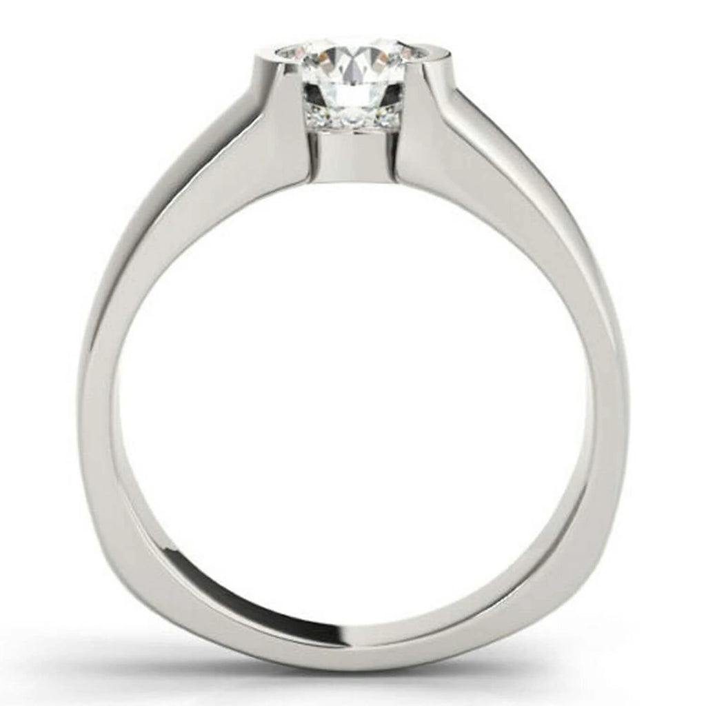 18K White Gold Plated Solitaire Engagement Ring 925 Sterling Silver M270