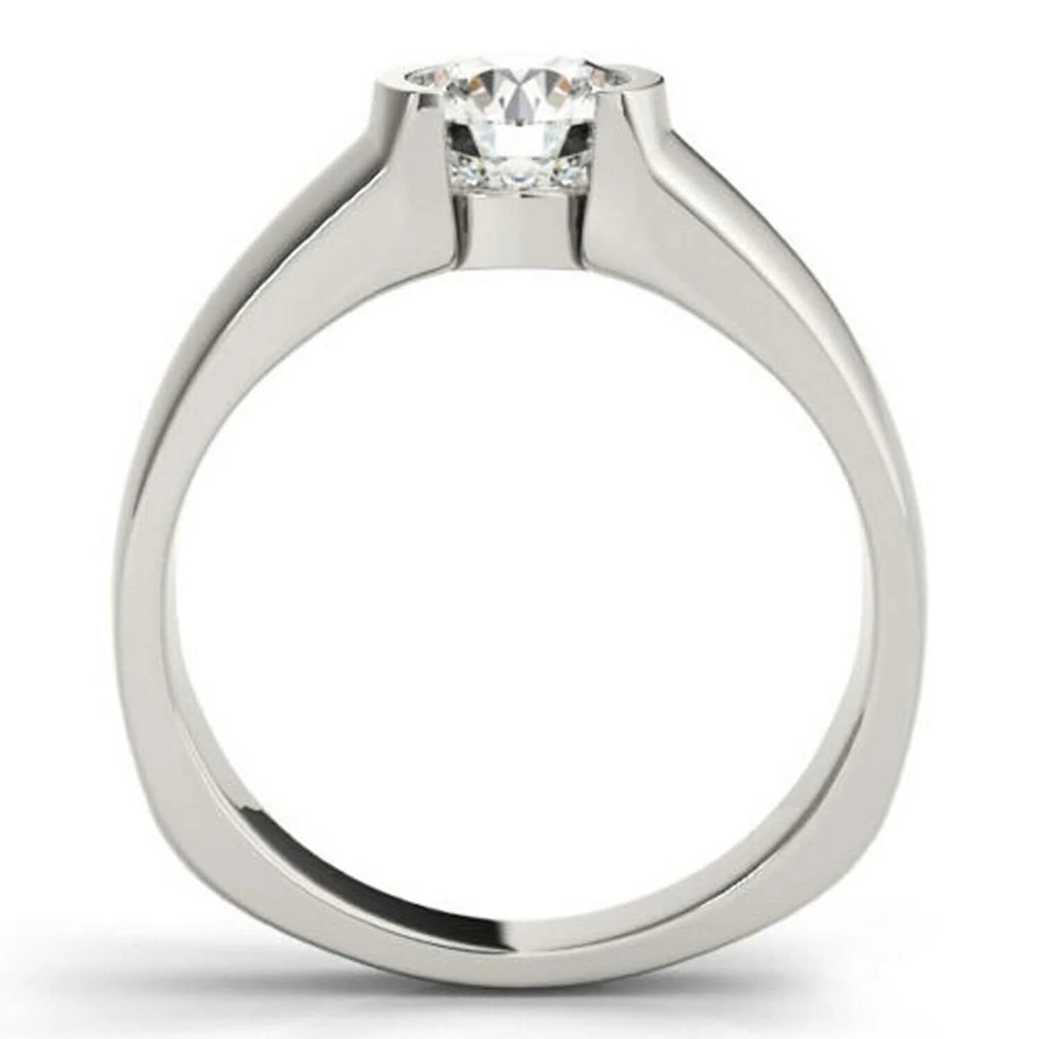 18K White Gold Plated Solitaire Engagement Ring 925 Sterling Silver M270