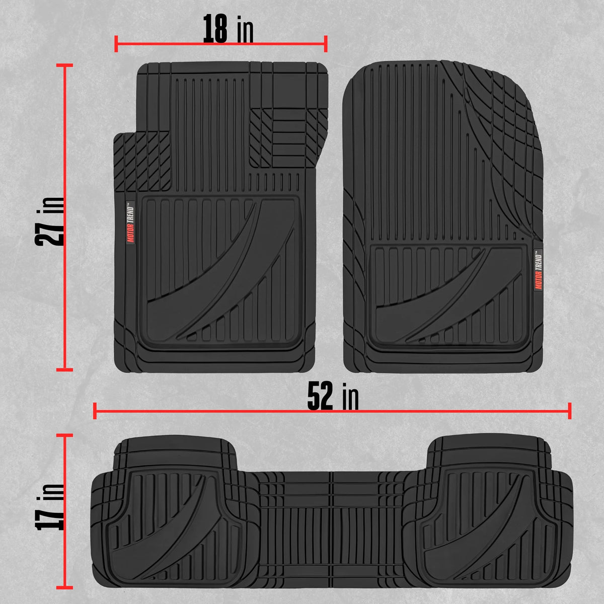 3pc Rubber Floor Mats for Car SUV All Weather V78078