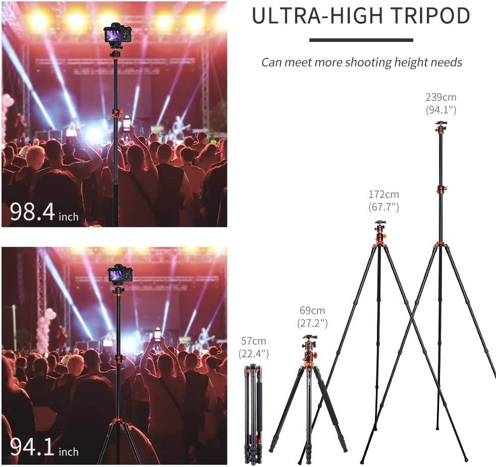 94 Inch 4 Section Aluminium Camera Tripod with Ball Head P837