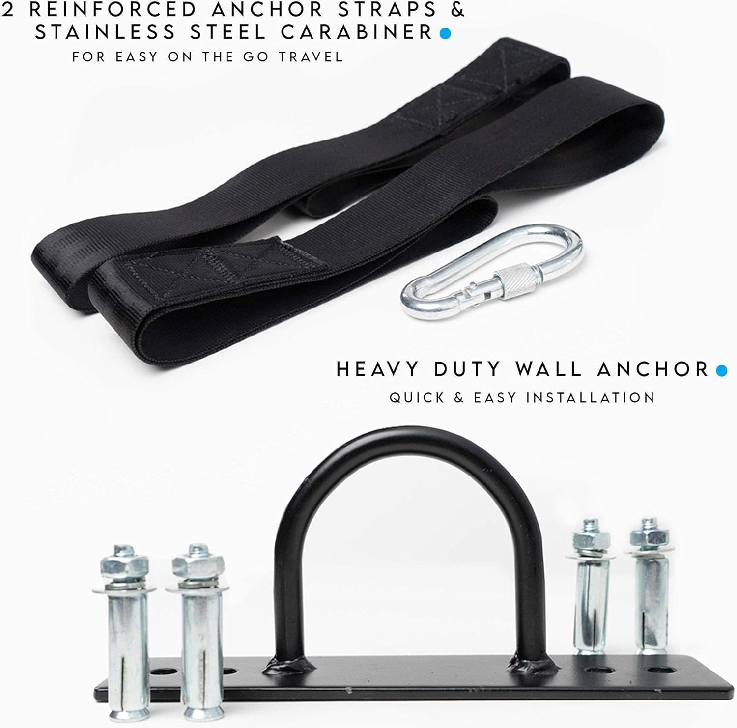 Battle Rope 30ft Length 100% Dacron Heavy Weighted Rope with Wall Anchor 2 Anchor Straps 1 Carabiner C91379