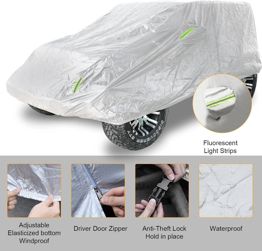 Silver Full Car Cover for Jeep Wrangler 4 Door Waterproof A741106
