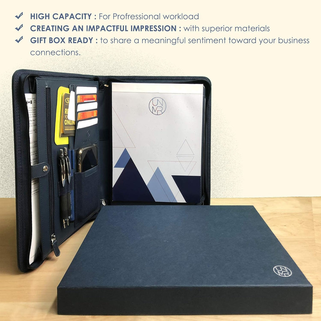 Navy Blue Leather Portfolio Padfolio N53762