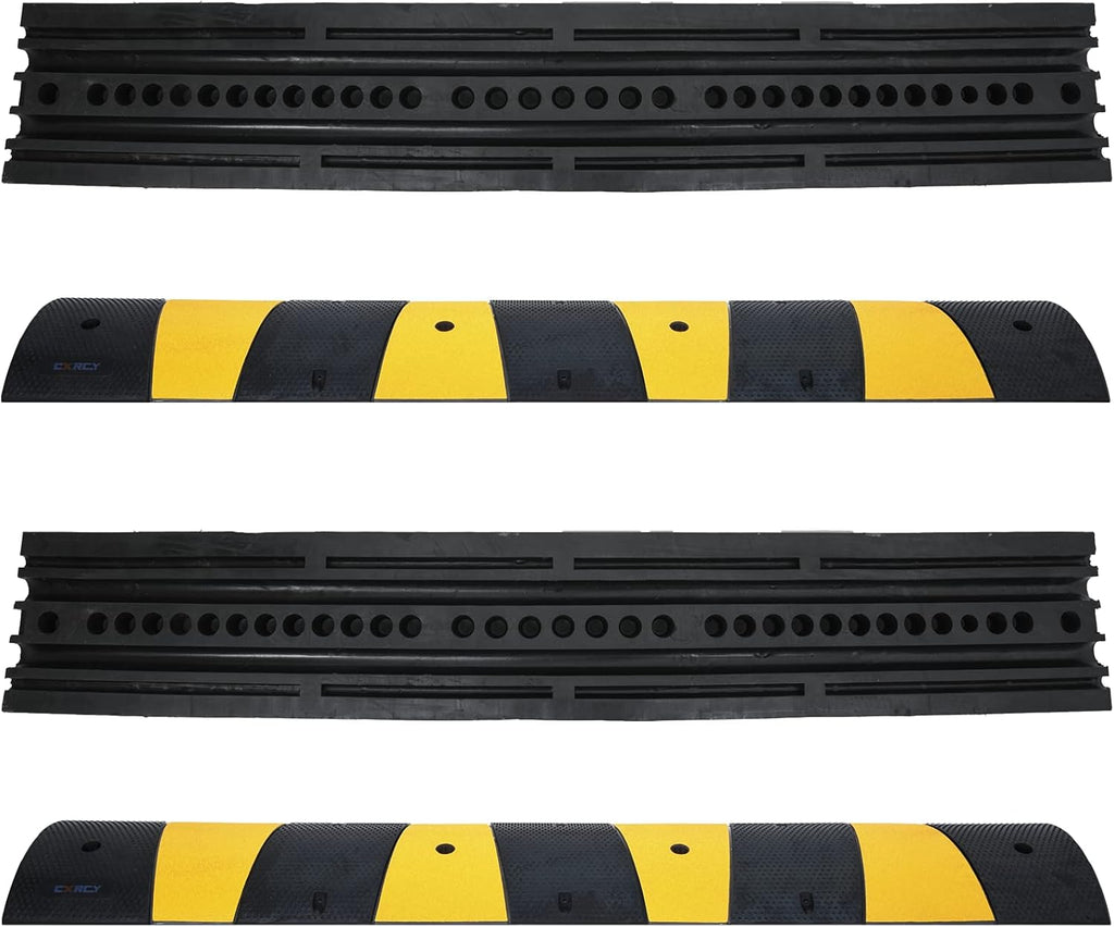 6FT Rubber Speed Bumps 2 Pack Modular Traffic Driveway Speed Bump Heavy Duty Cable Protector Ramp with 8 Bolts (71.7 x 12 x 2.4 Inch) T873751