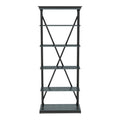 Antique Blue and Black Metal 5-Shelf Bookcase P812