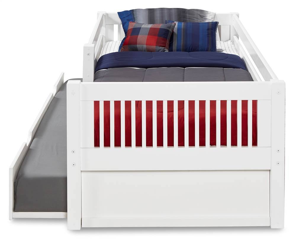 White Finish Day Bed with Front Guard Rail and Twin Trundle O599821