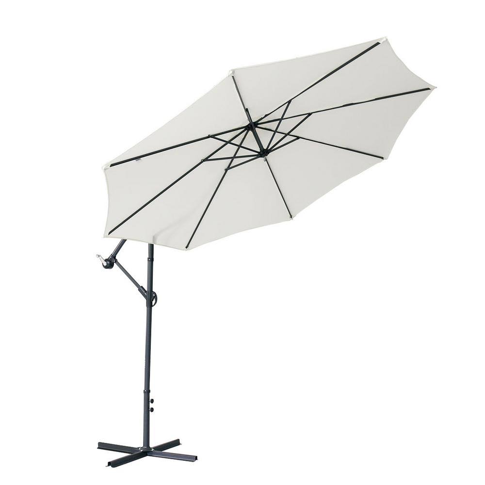White Iron Cantilever Patio Umbrella D684