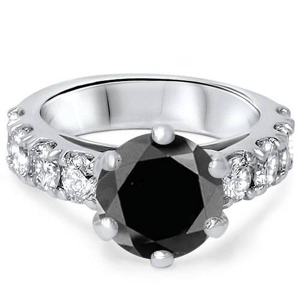 4 1/2 Carat Black & White Diamond Engagement Ring 14K White Gold O82675