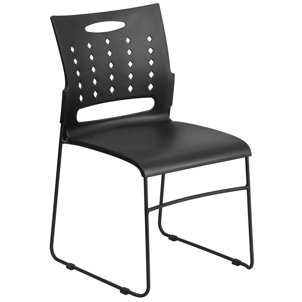 Black Sled Base Stack Chair with Air-Vent Back T4457