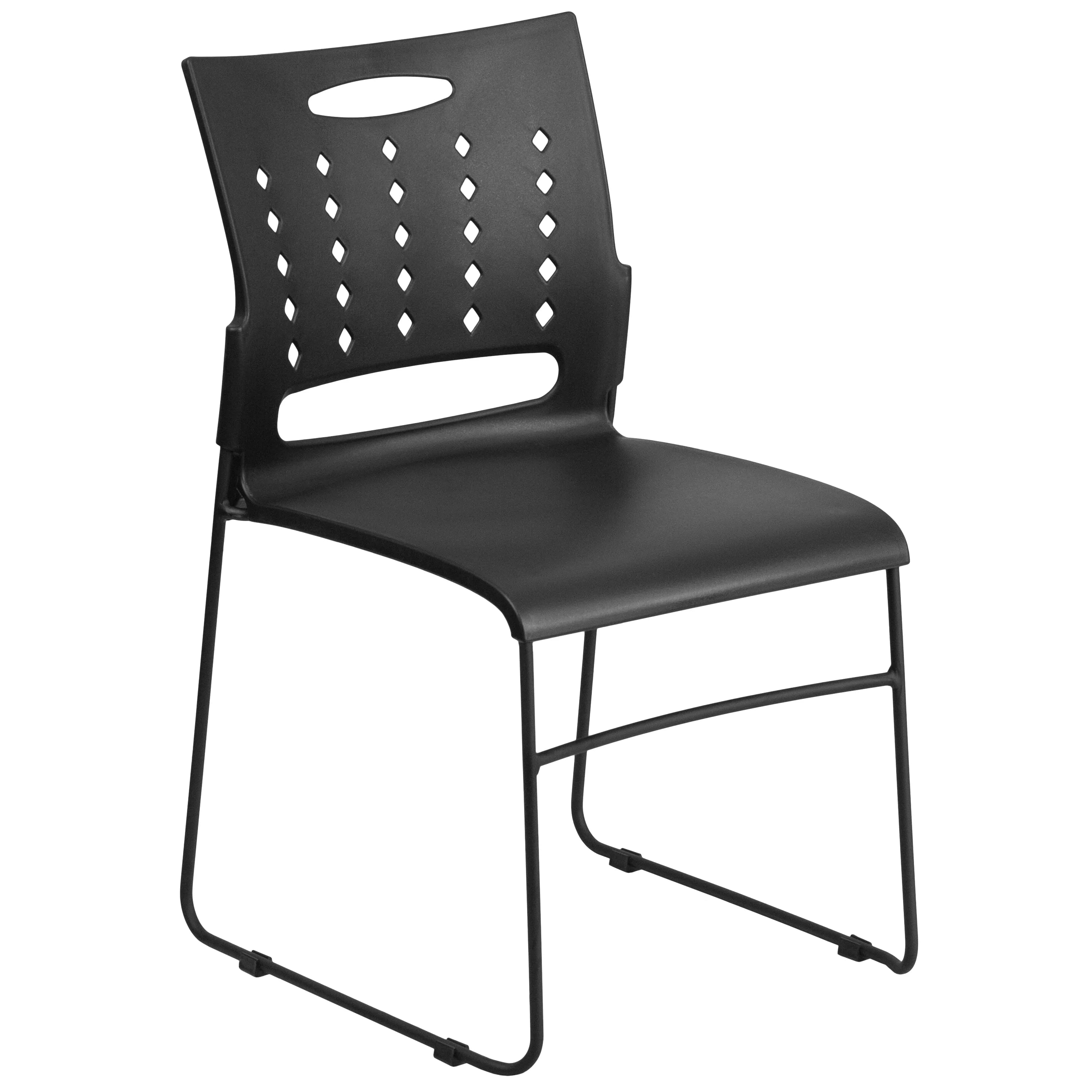 Black Sled Base Stack Chair with Air-Vent Back T4457