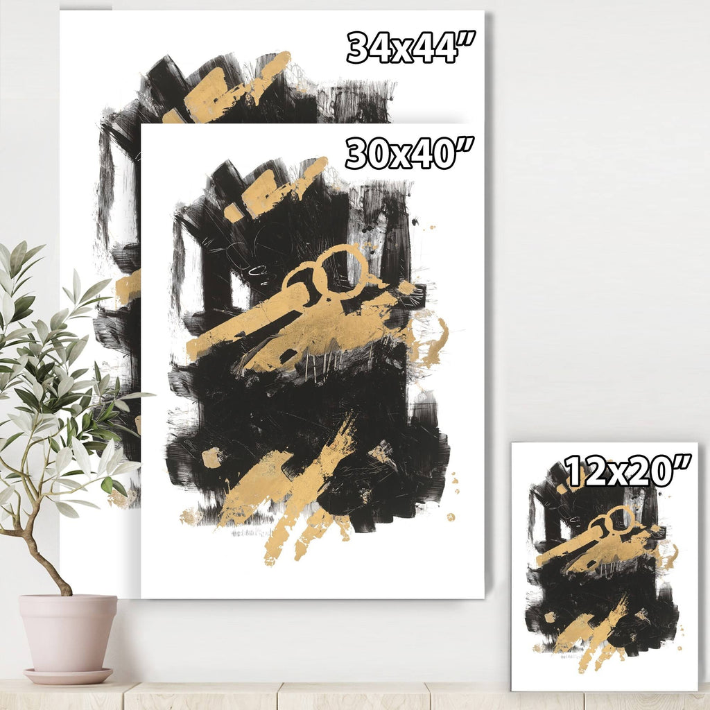 Gold and Black Modern Glam Canvas Artwork Print - 44 in. Wide x 34 in. High M4189