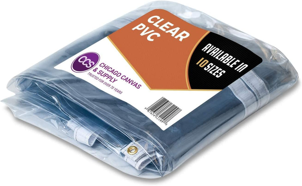 Heavy-Duty Waterproof Clear PVC Tarp Cover with Rustproof Grommets, 10 by 10 Feet, Pack of 2 G324