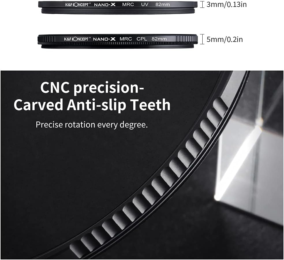 82mm Circular Polarizers Filter & MC UV Protection Filter Kit (2 pcs) with Lens Cap, 28 Multi-Layer Coatings P7950