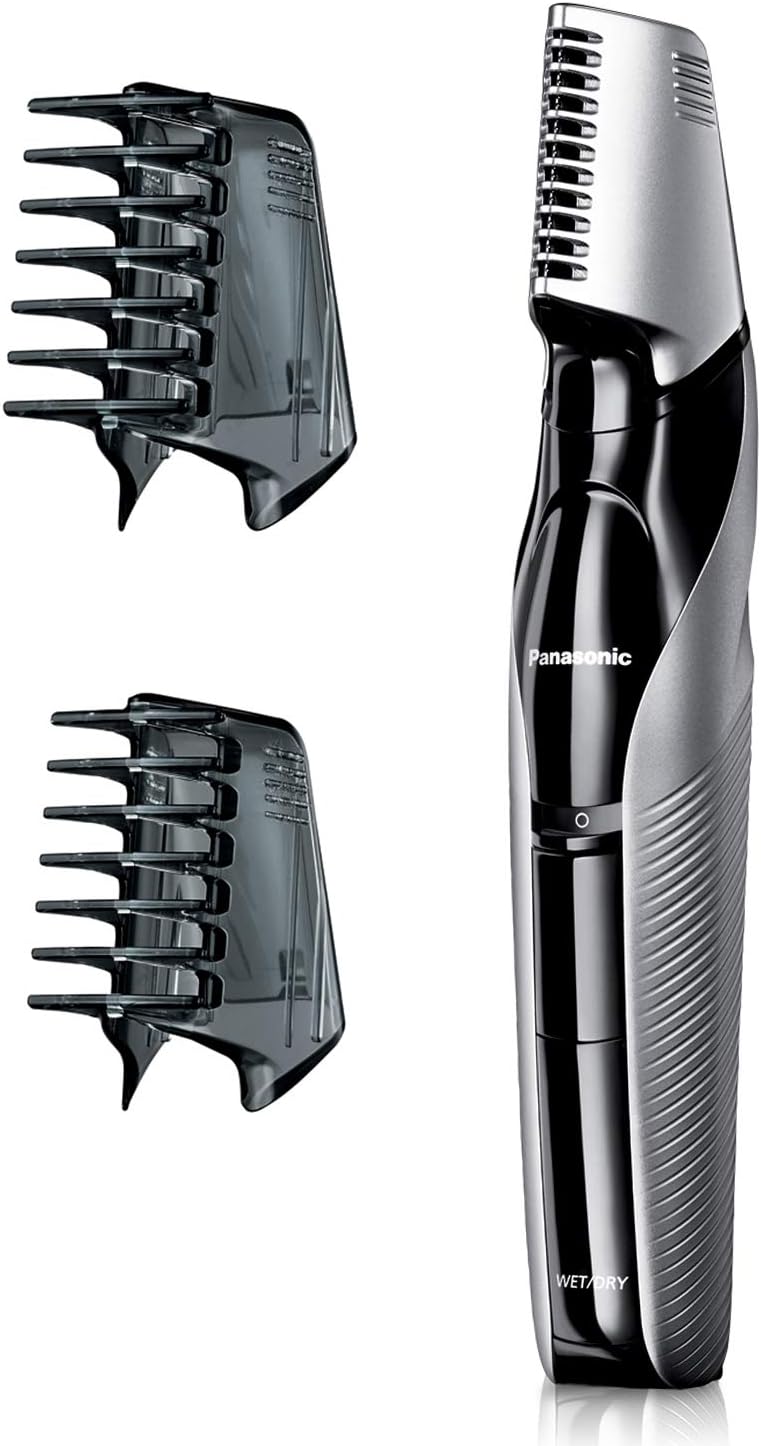 Cordless Waterproof Body Hair Trimmer with 3 Comb Attachments, Silver, Pack of 2 D539647