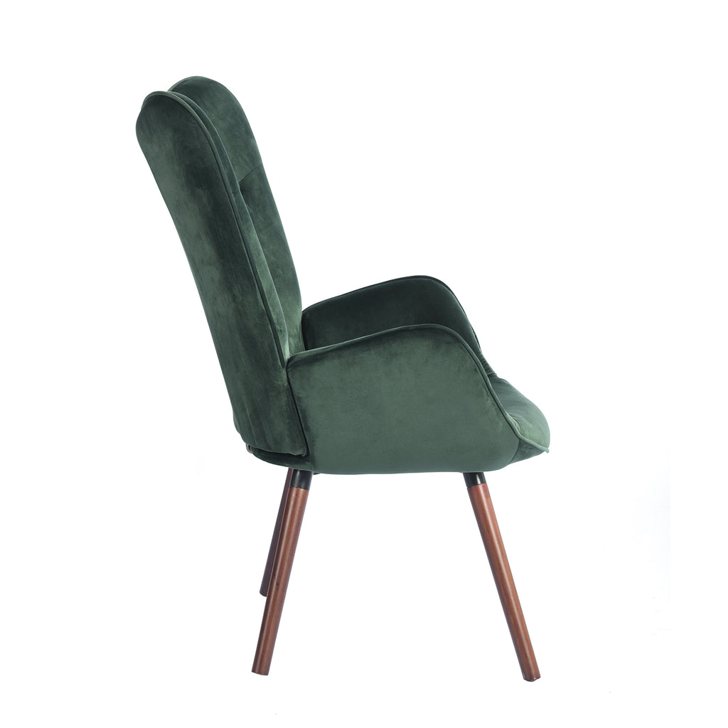 Green Velvet Wingback Accent Chair with Tufted Backrest X414
