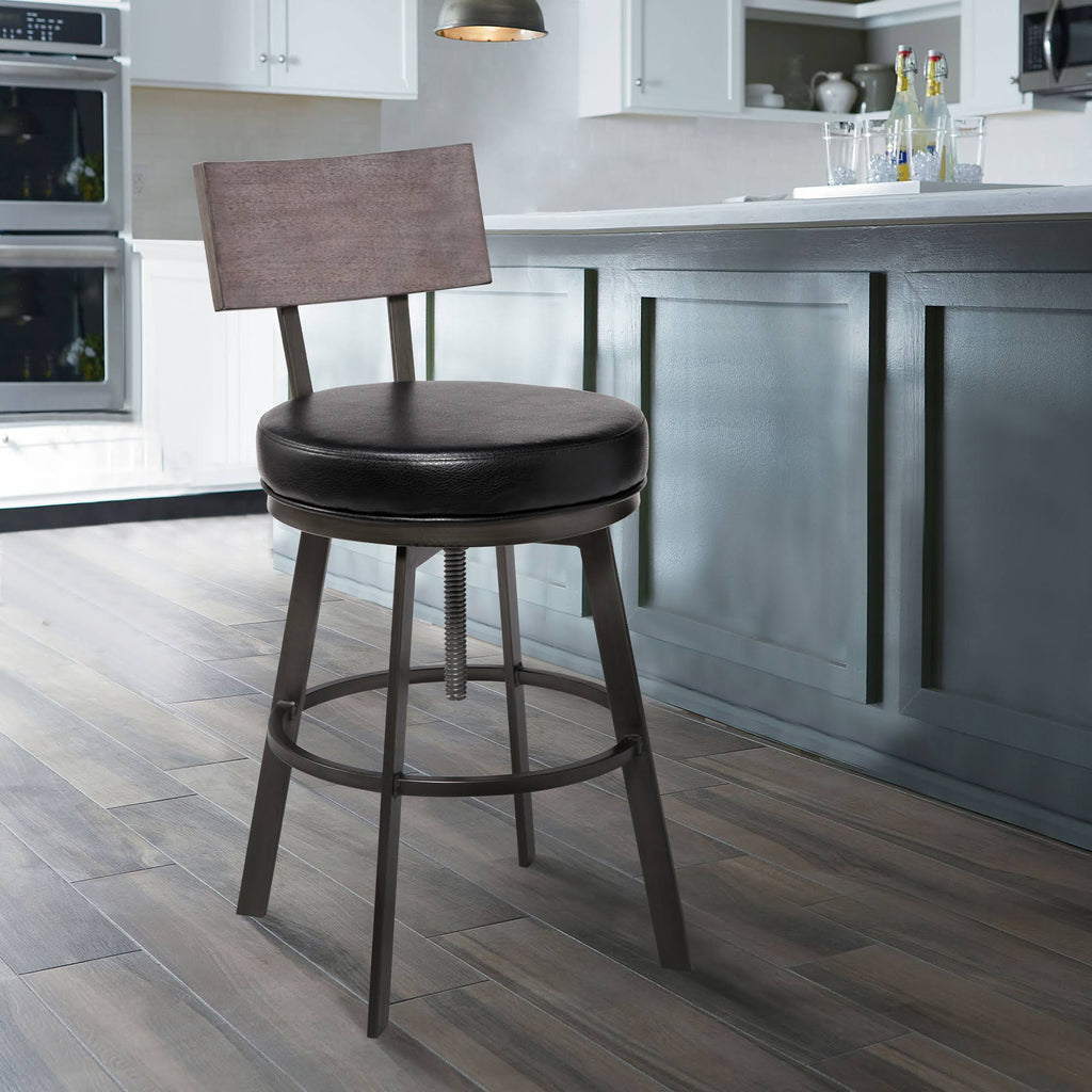 Adjustable Barstool with Black Faux Leather C2080