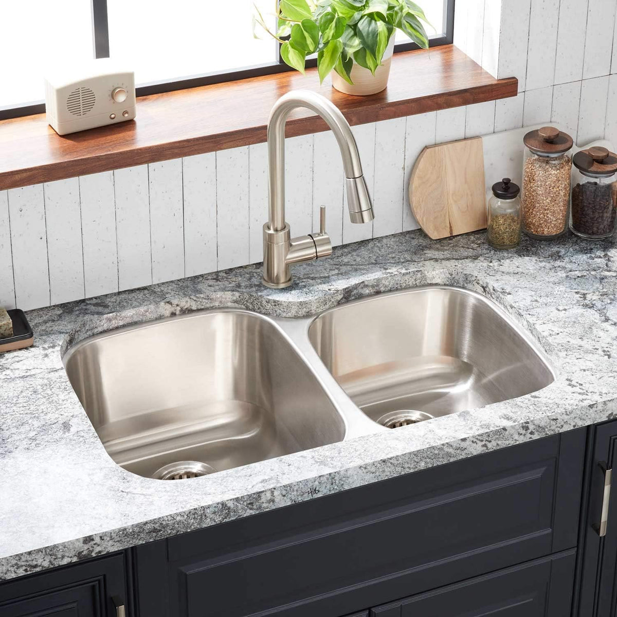 32 Drop In or Undermount Double Basin Stainless Steel Kitchen Sink O46733