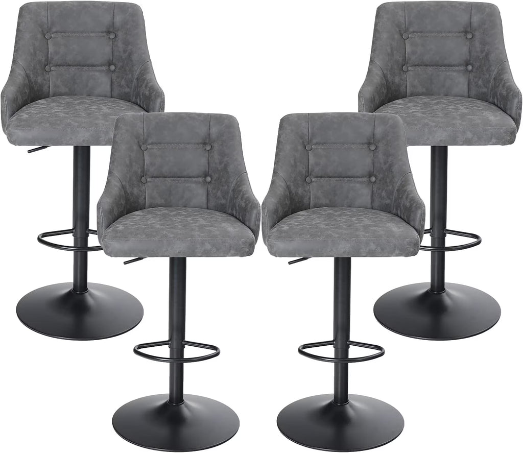 Grey PU Leather Adjustable Bar Stool Set Of 4 P310
