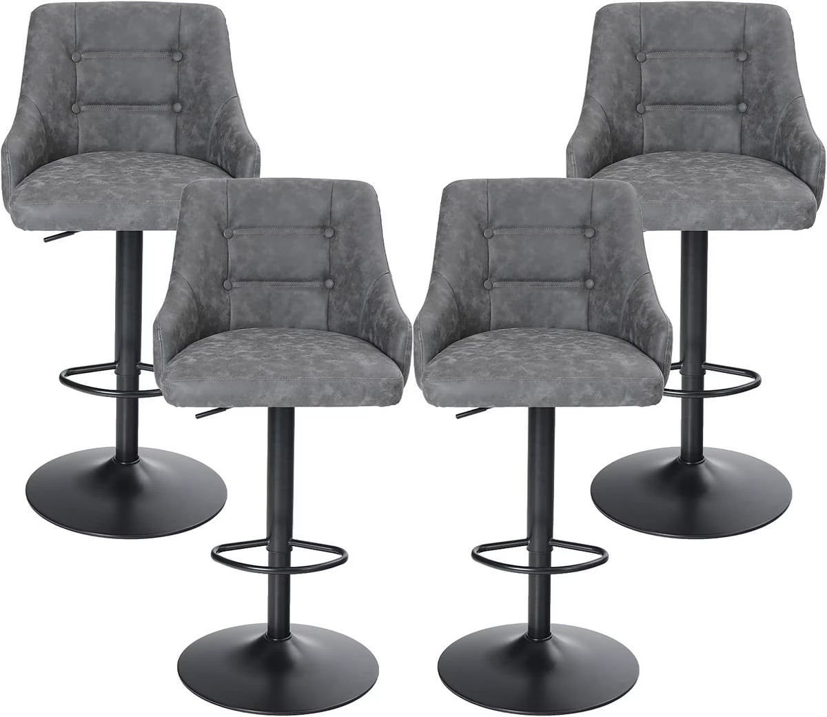 Grey PU Leather Adjustable Bar Stool Set Of 4 P310