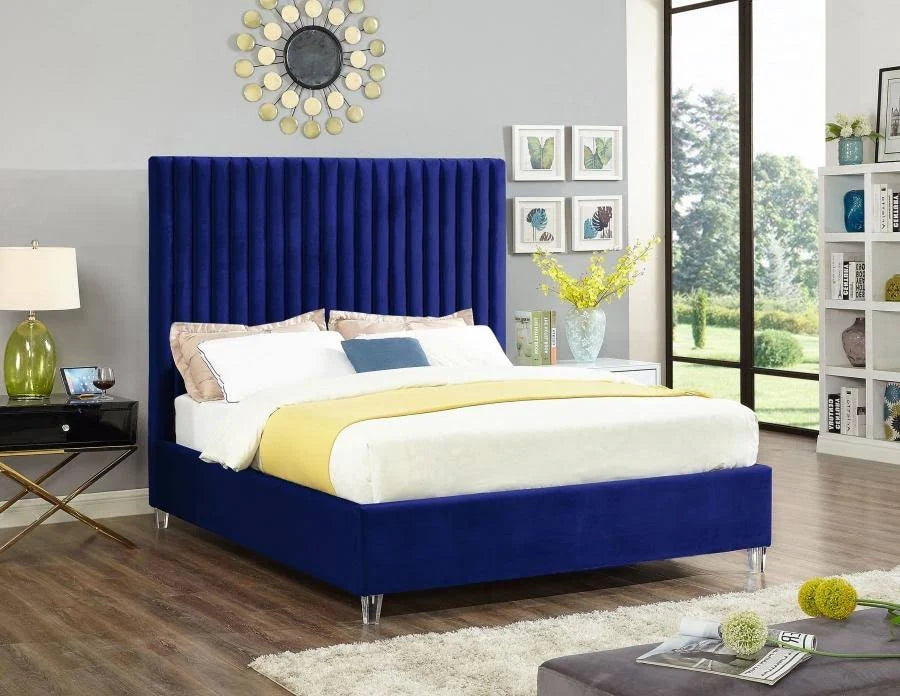 Grey Velvet Full Bed D23158