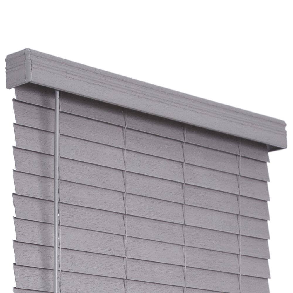 Cordless Gray Faux Wood Room Darkening Horizontal Blinds B339821