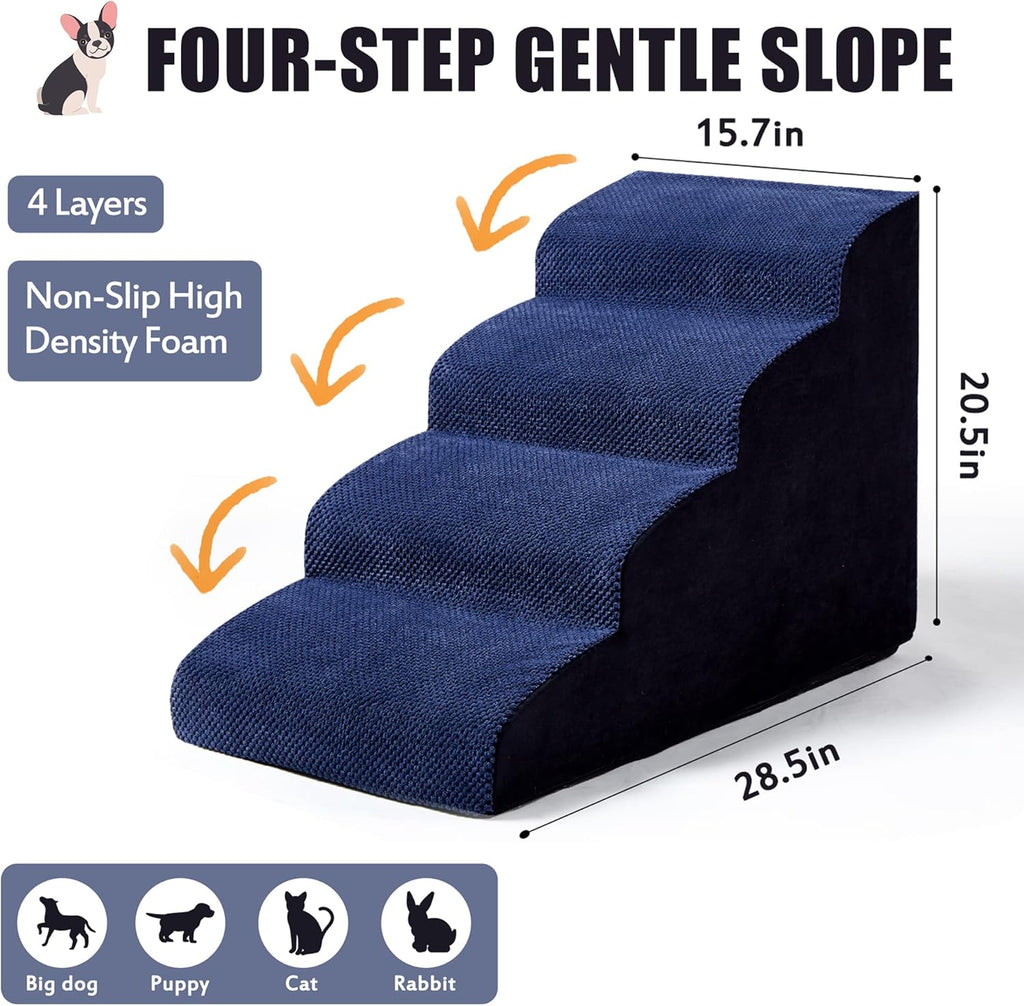 Navy Blue 4 Tiers Foam Dog Stairs F103462