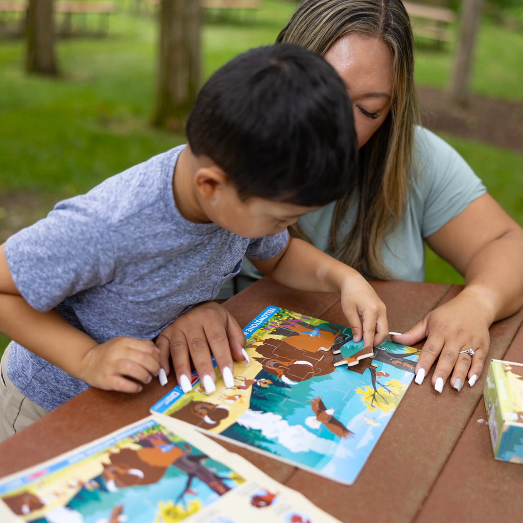 24 Pieces Wooden Jigsaw Puzzle with Animal and Plant ID Guide U7066