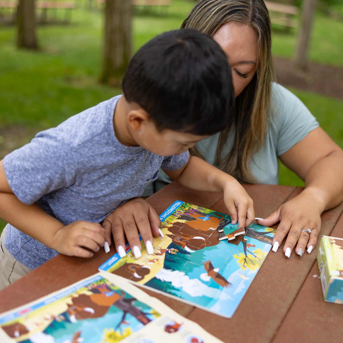 24 Pieces Wooden Jigsaw Puzzle with Animal and Plant ID Guide U7066