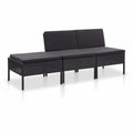 3 Piece Poly Rattan Outdoor Sectional Sofa Set with Cushions Steel Frame I443710