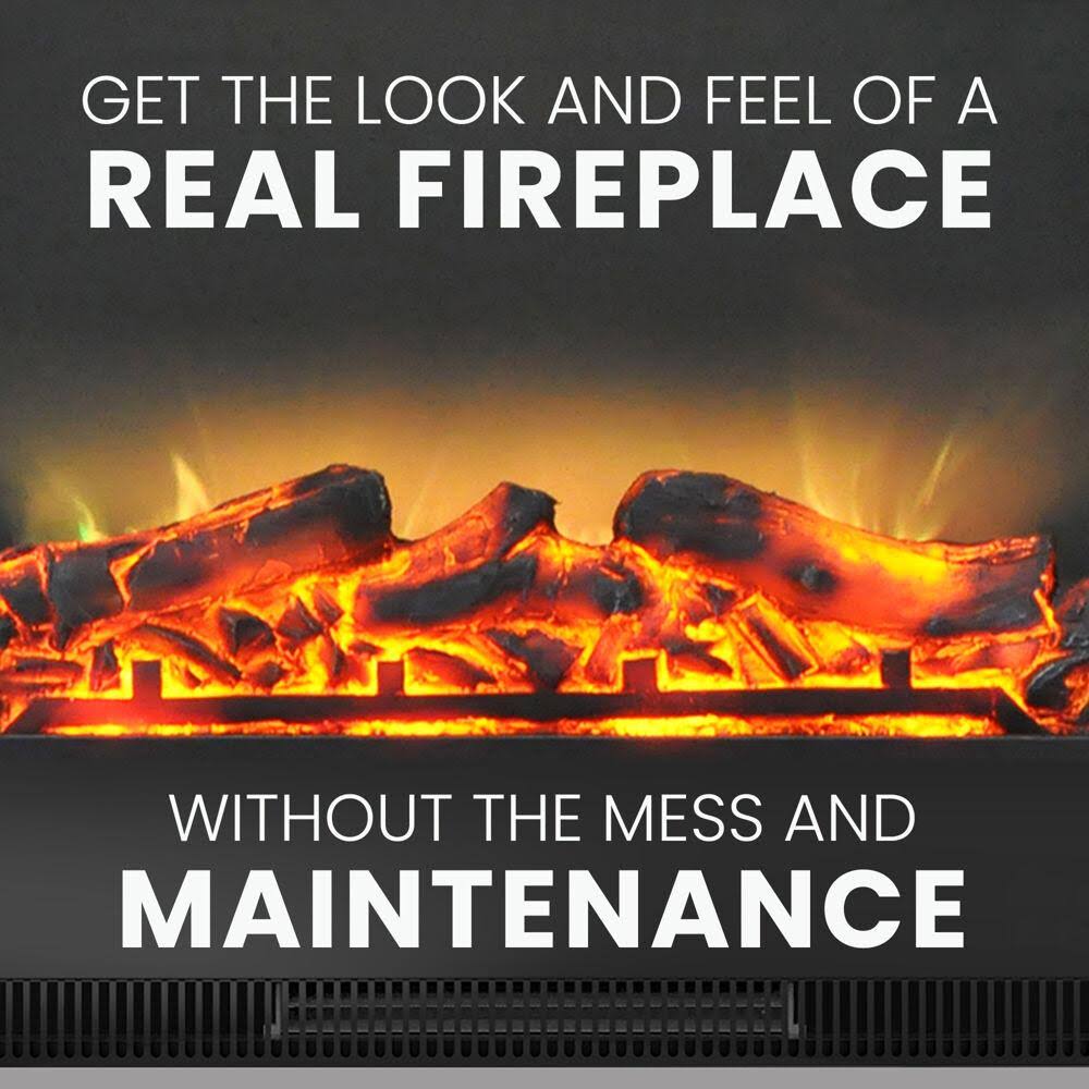 White Electric Fireplace Mantel with LED Flame H7461