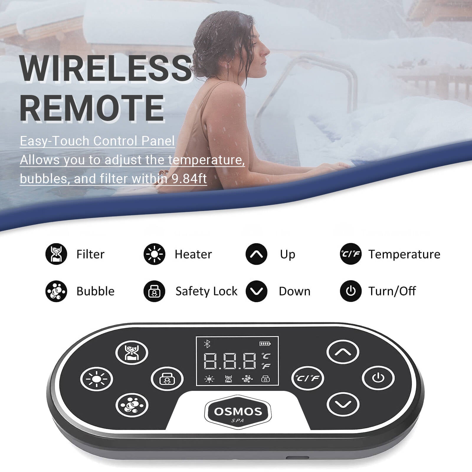 Navy Blue Inflatable Hot Tub 4 Person with 108 Air Jets V1266