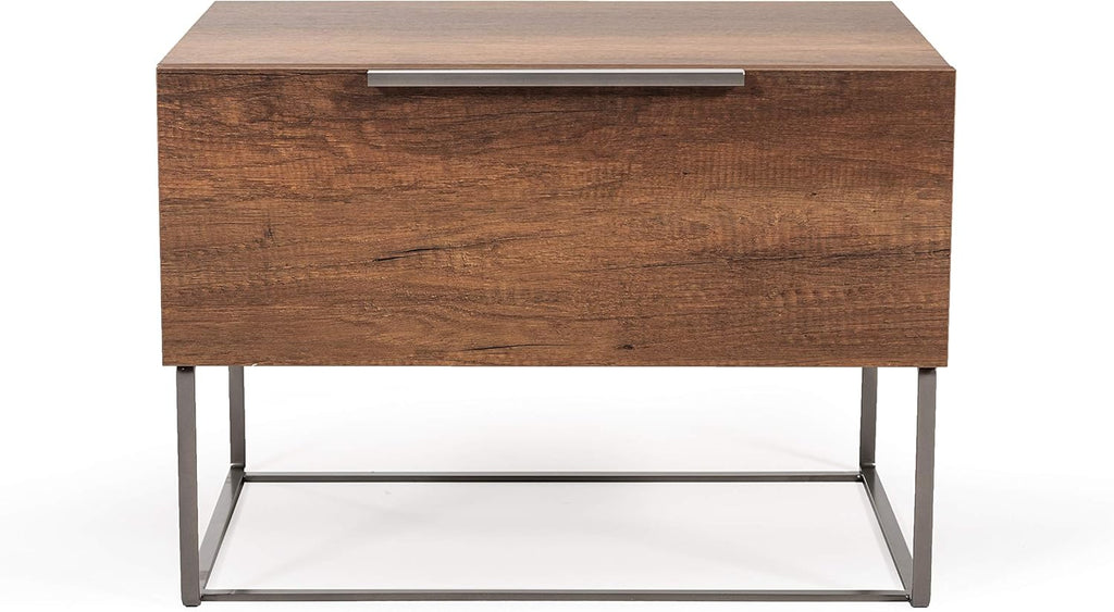 Light Oak Nightstand with 1 Drawer and Stainless Steel Legs A34144