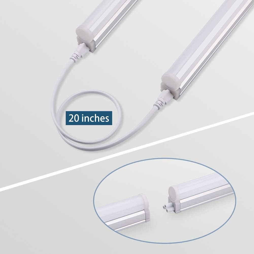 Pack of 6 LED T5 Integrated Single Fixture, 4FT, 2200lm, 4000K, 20W, Utility Shop Light P3268