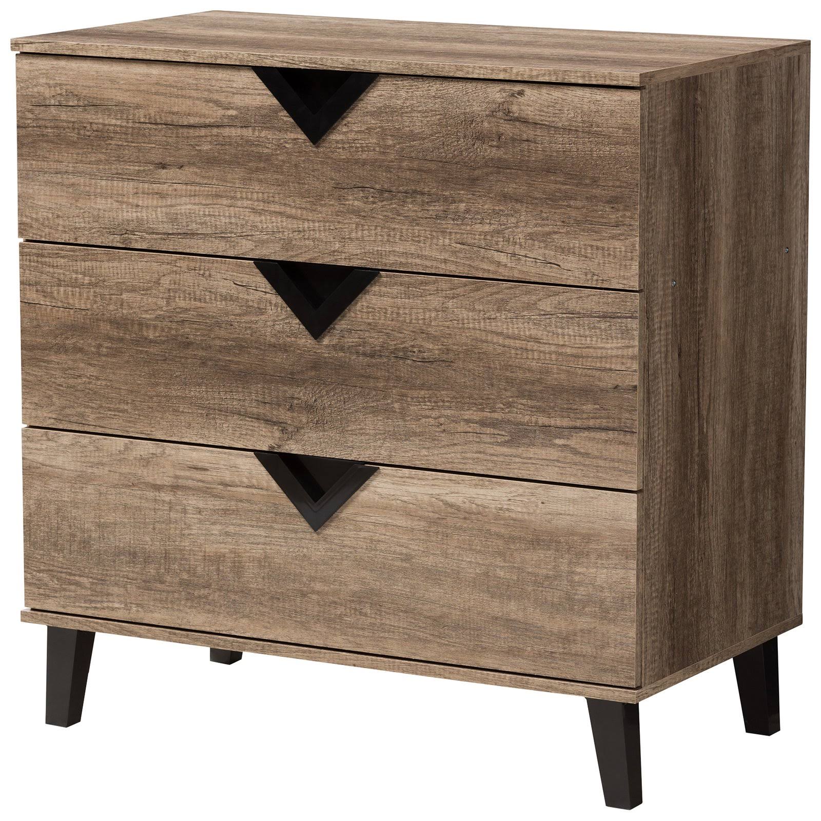 Light Brown Wood 3-Drawer Chest P710624