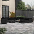 13 Piece Poly Rattan Outdoor Sectional Sofa Set with Coffee Table Ottoman and Armchair G204