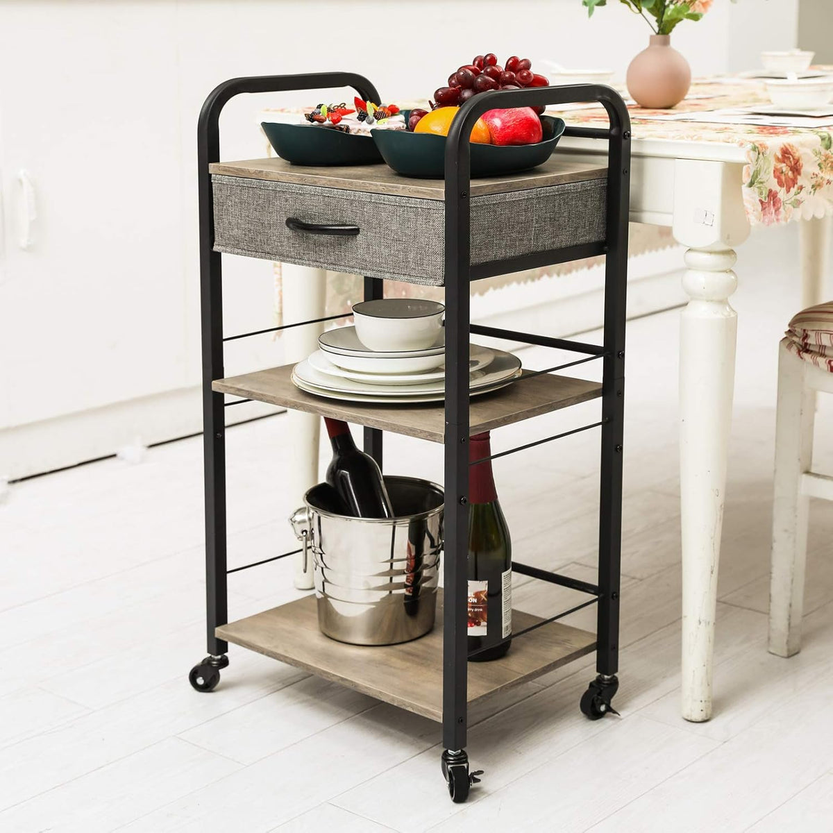3 Tier Rolling Utility Cart with Drawer K35135