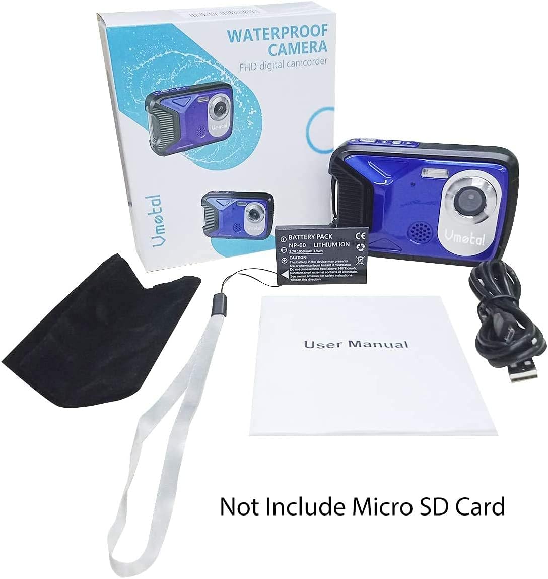 Blue Waterproof Digital Camera 16 MP Underwater Camcorder I836397