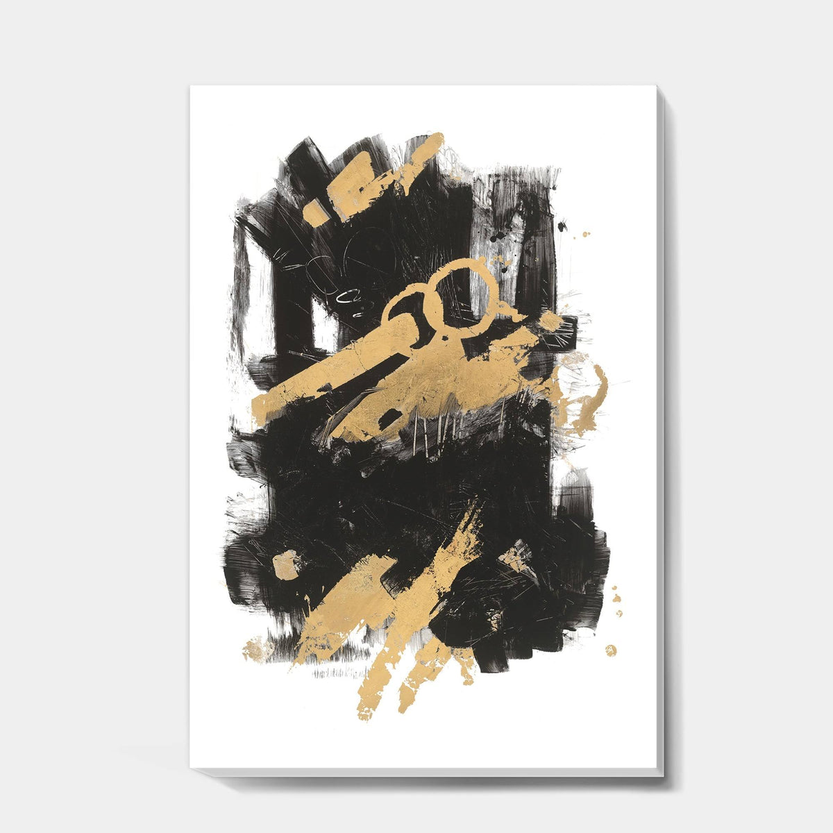 Gold and Black Modern Glam Canvas Artwork Print - 44 in. Wide x 34 in. High M4189