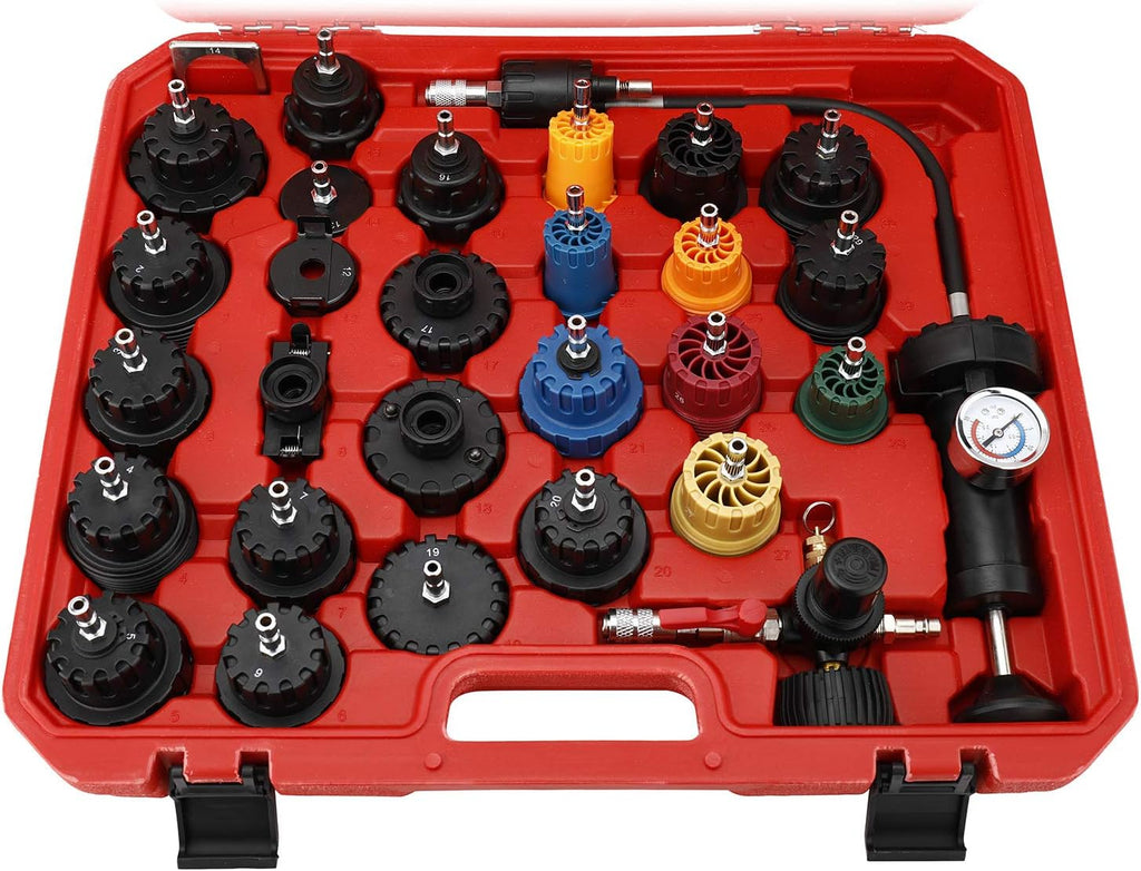 33Pcs Radiator and Cap Pressure Tester Kit Vacuum Type Cooling System Kit U97361