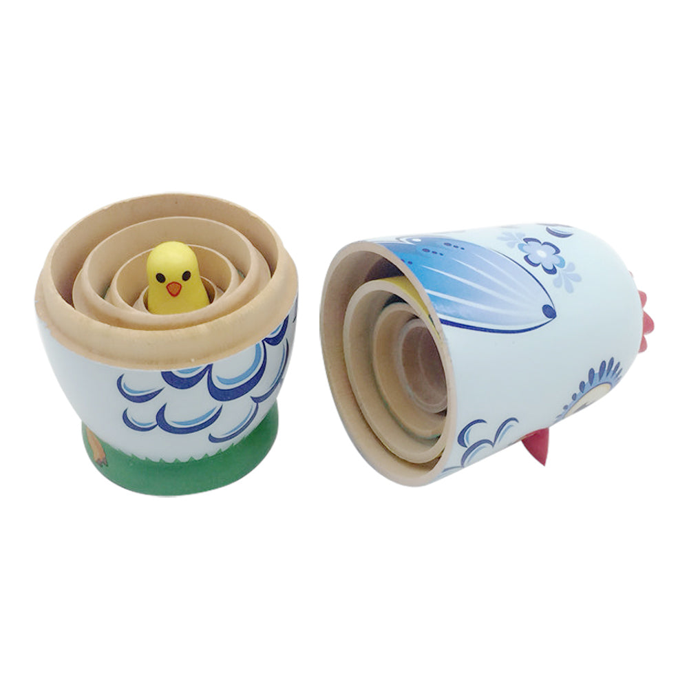 5Pcs/Set Russian Animal Chicken Nesting Dolls Matryoshka Kids Toy C1919