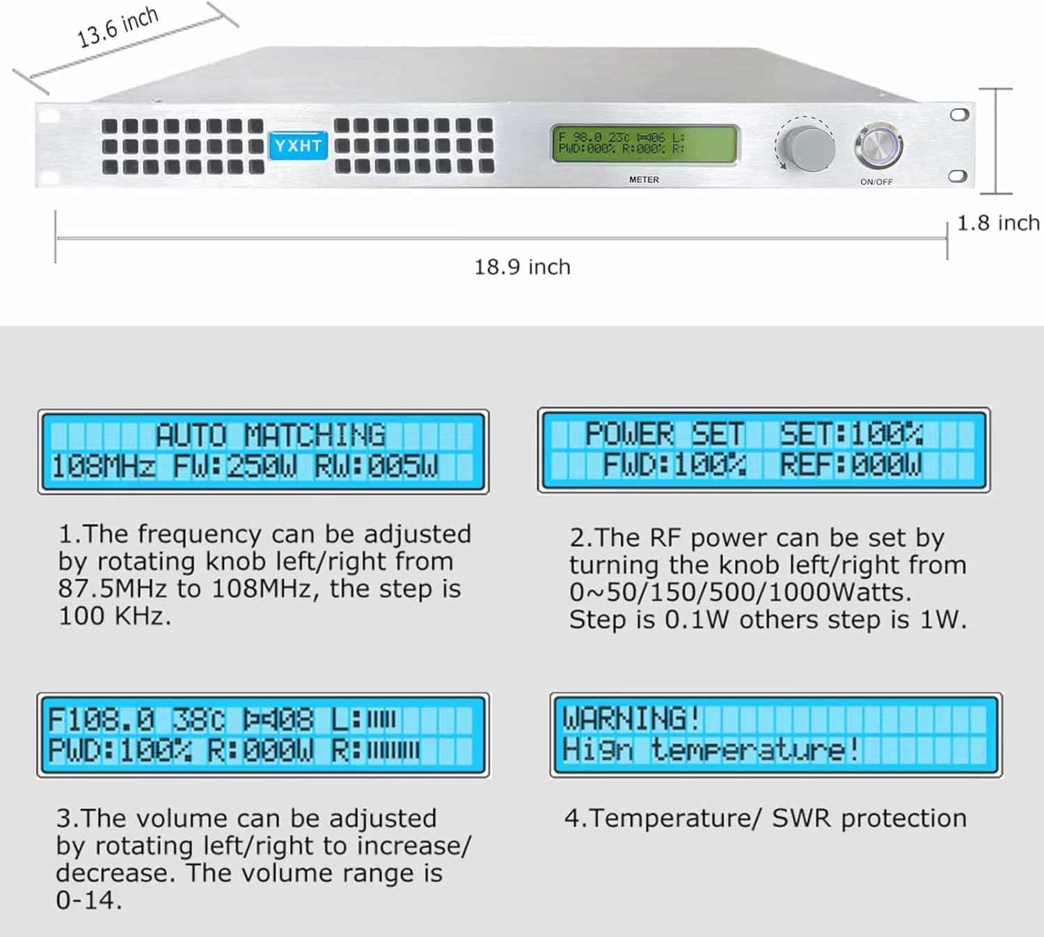 100W FM Broadcast Transmitter with Antenna Cable O388