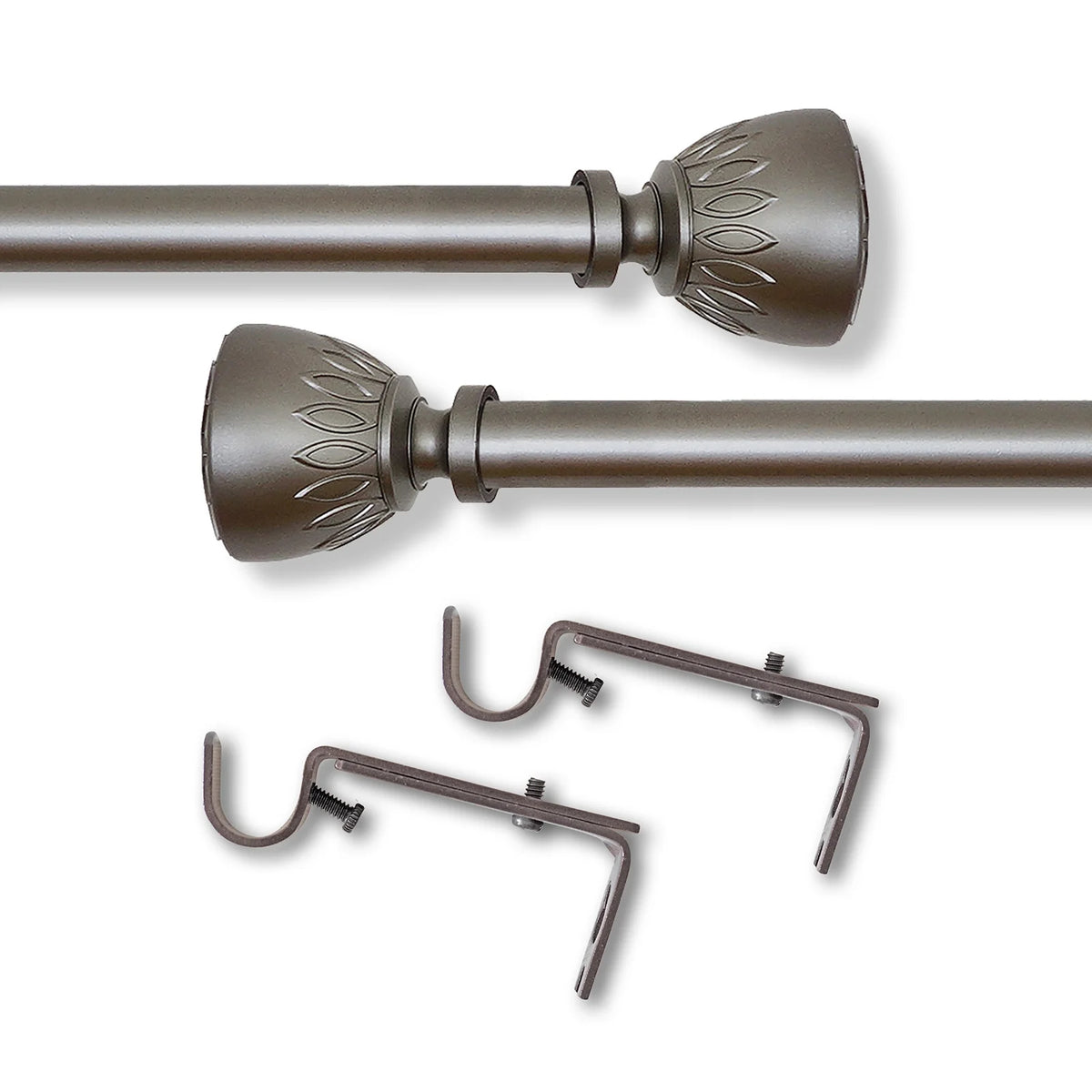 Decorative Telescopic Metal Curtain Rod, 66 to 120 Inches, 3/4 Inch Diameter, Dark Nickel T732