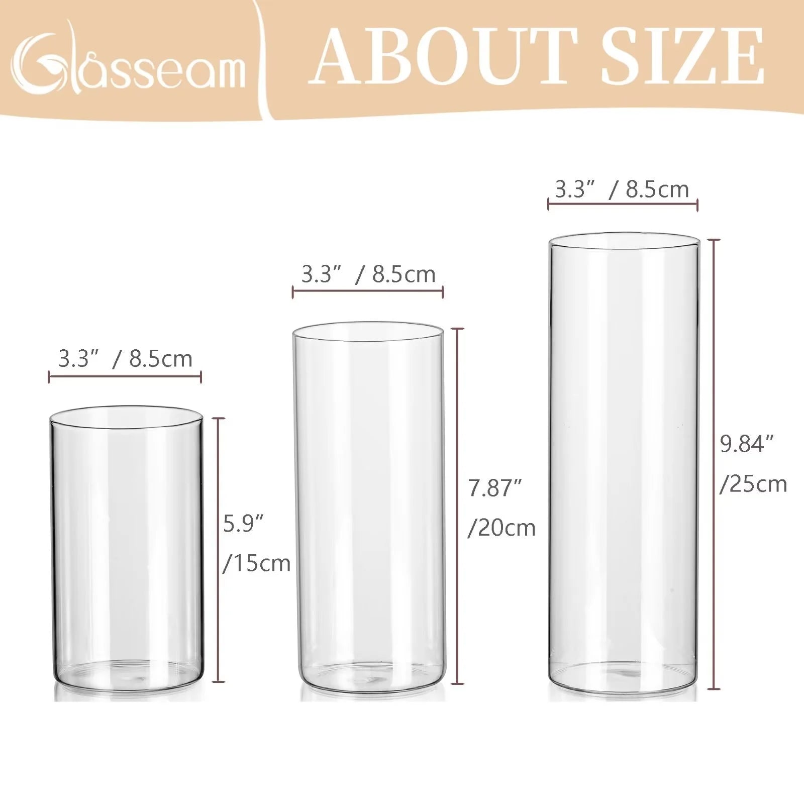 Glass Cylinder Vase Set of 24 P4044