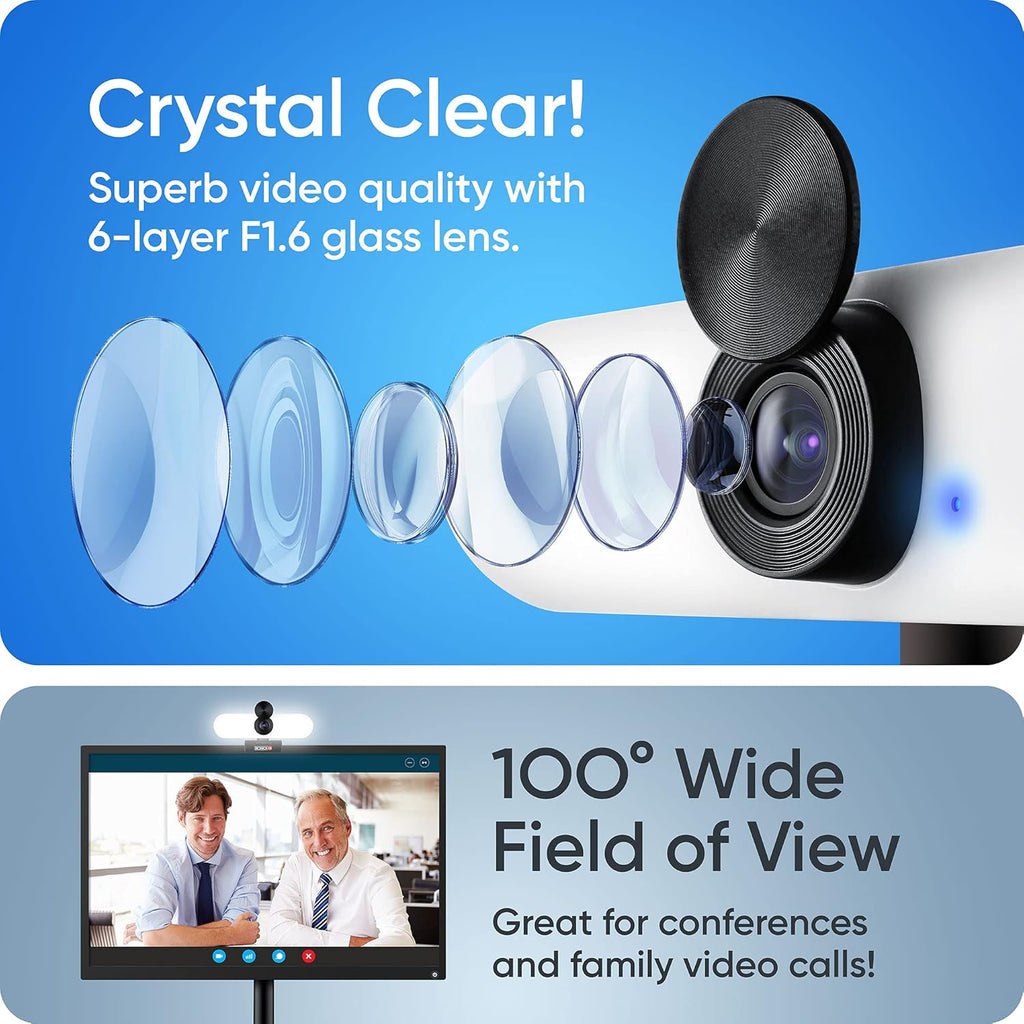 Full HD Webcam with Microphone, Speaker & LED Light, USB, Pack of 2 Y417419