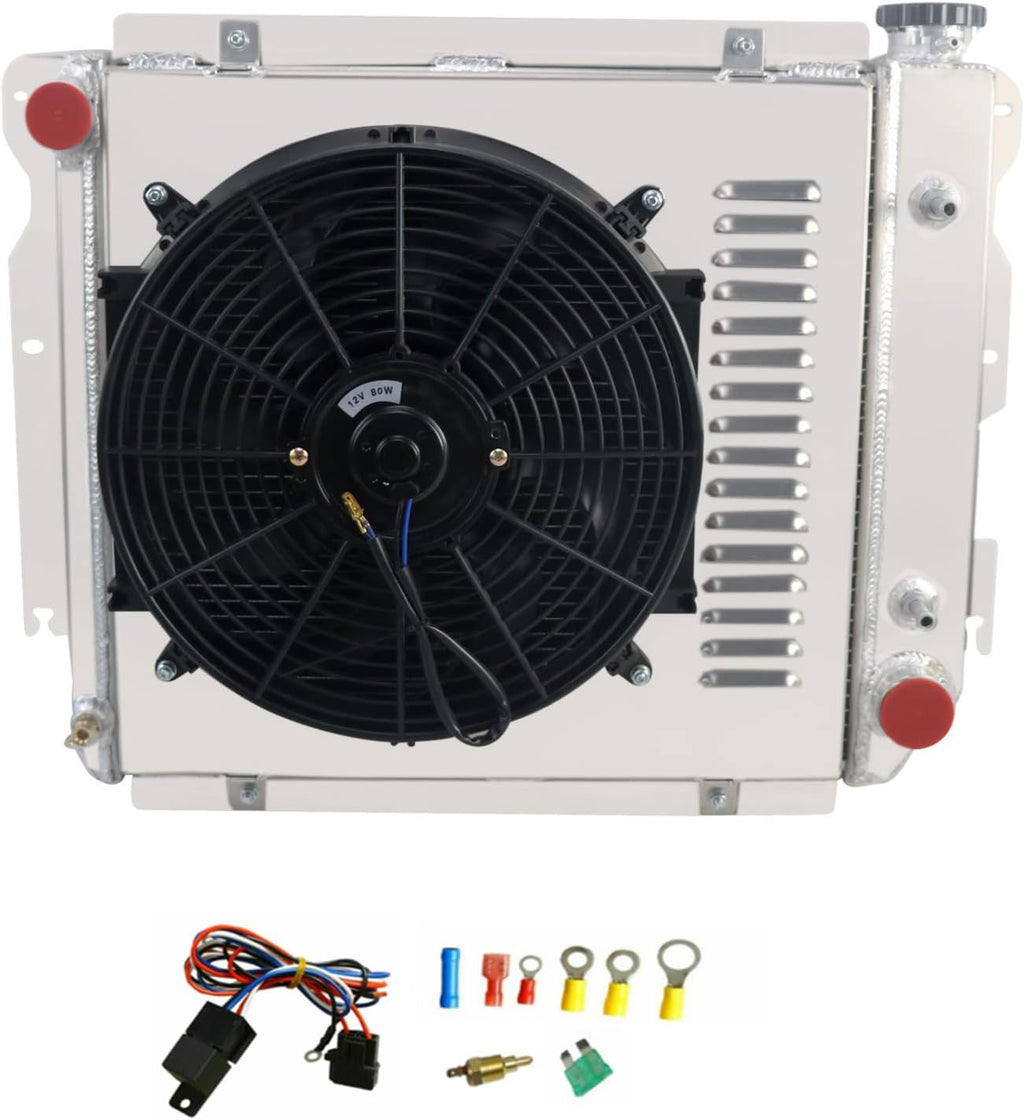 4 Row Core Radiator with Fan Shroud and Relay Kit Z4200