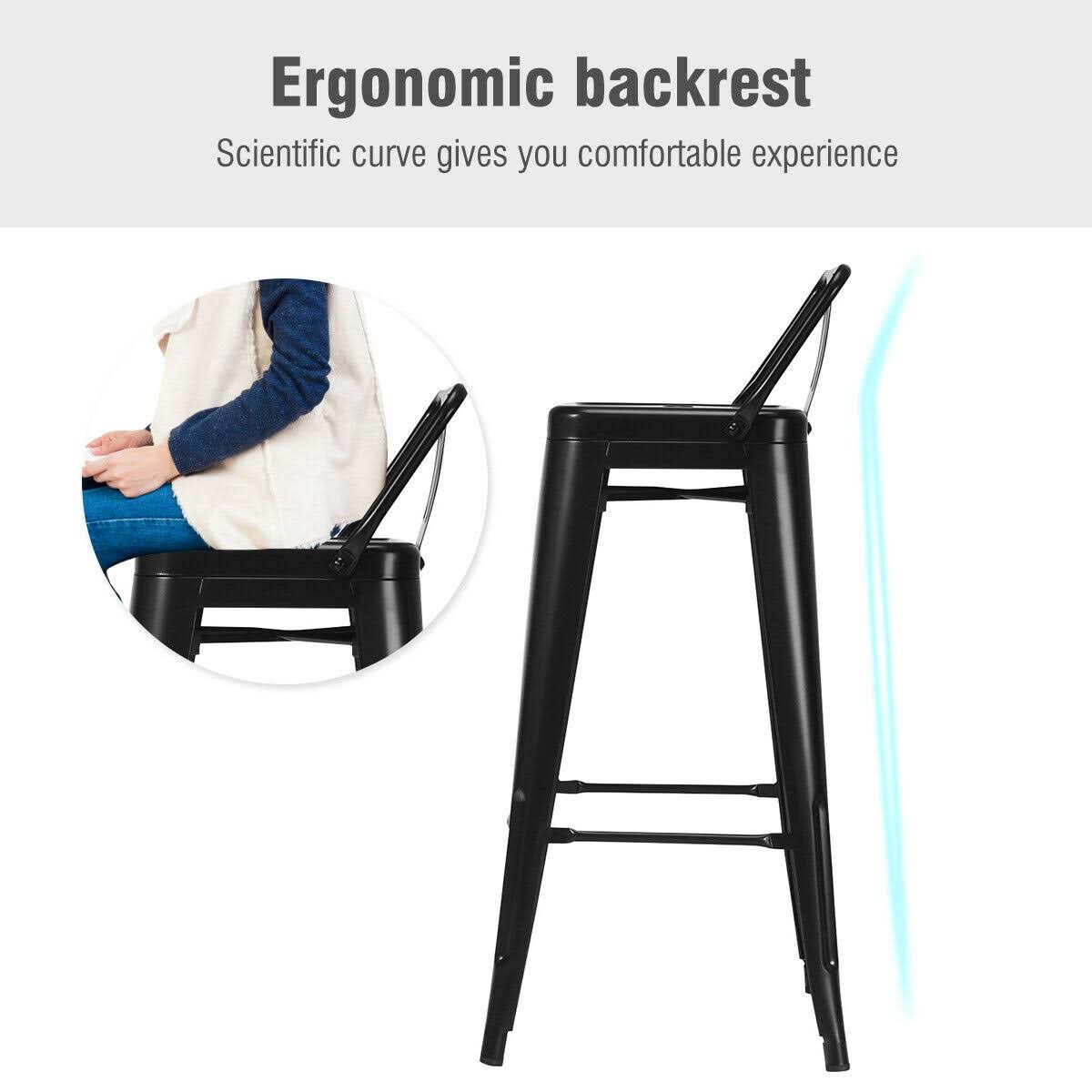 Black Metal Barstools Set of 4 M237978