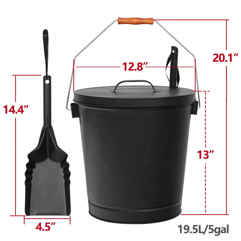 Steel Ash Bucket with Shovel 5 Gallon Y51240
