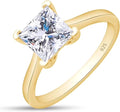 0.70 Ct Princess Cut White Diamond Solitaire Ring 14K Yellow Gold Plated 925 Sterling Silver T69597