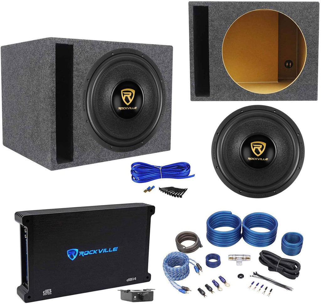 15 5000w Car Subwoofer with Vented Sub Box, Mono Amplifier, and Amp Kit M58579